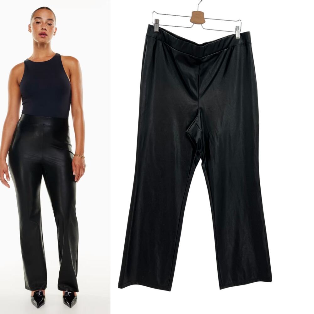 Aritzia Ten by Babaton Upstage Vegan Leather Flare Pants Black‎ Size 2XL